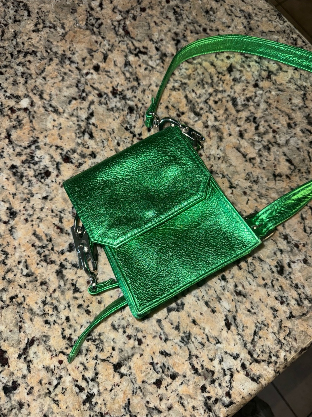 Metallic Emerald Green Crossbody Bag Cease Desist VIA Fred Saint Foster Limited